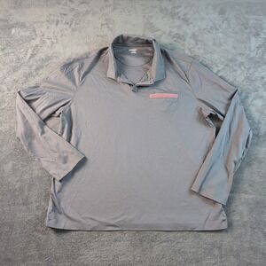 UNTUCKit LS Damaschino Mens XXL Gray Long Sleeve Polo Shirt Pocket 100% Cotton